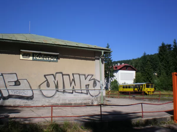 Motorový vůz 810 společnosti GW Train Regio ve stanici Kořenov, 2.8.2013, 11:23